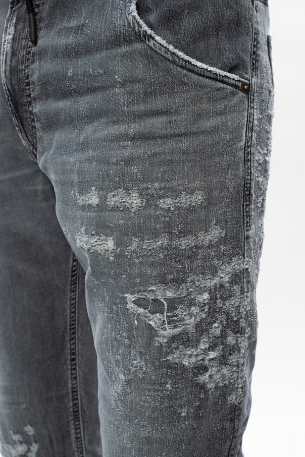 Men's Clothing | cut jeans - Diesel 'Krooley Jogg' raw | Svarta